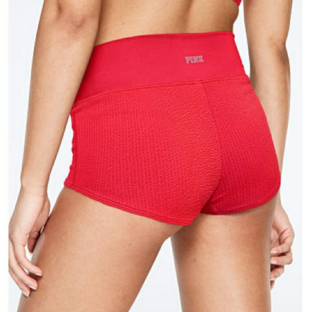 PINK Red Gym to Swim Texture Shortie